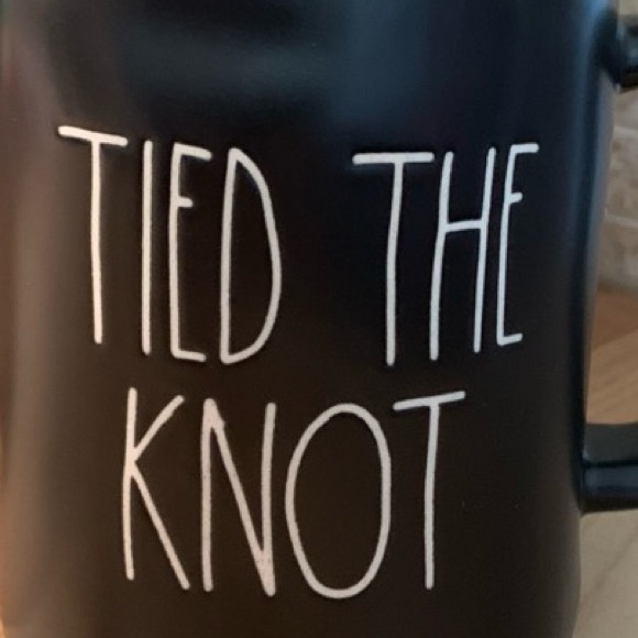RAE DUNN “TIED THE KNOT” LL BLACK CERAMIC MUG - Picture 2 of 5